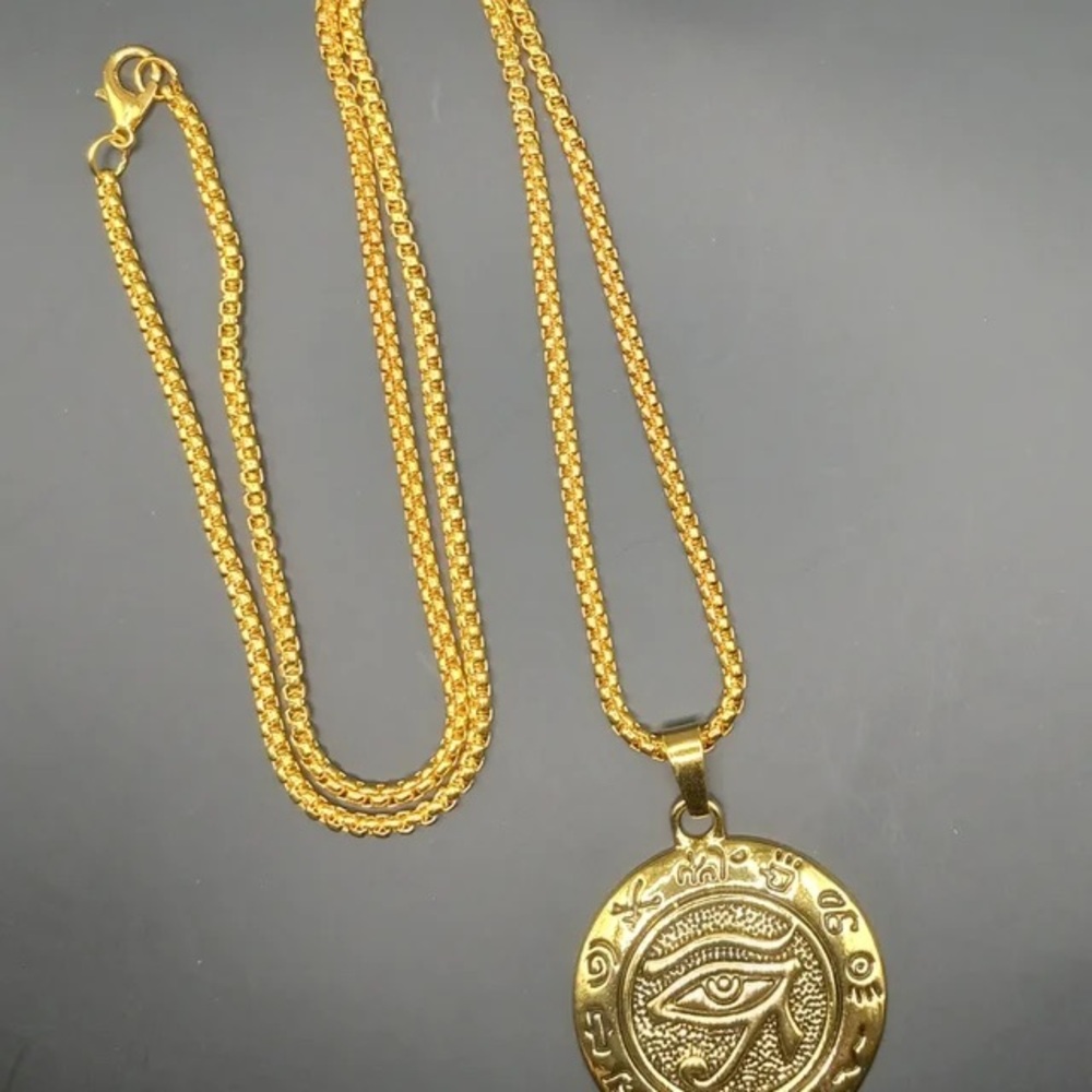Goldstone Eye of Horus Pendant Necklace